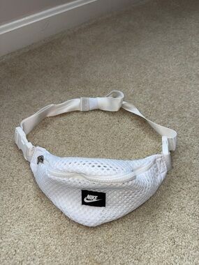 Nike White Mesh Waist Pack with Black Logo Patch
